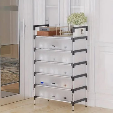 Premium Foldable Multipurpose Storage Cabinet | Plastic Shoe Rack Organizer with Magnetic Doors