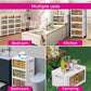 Foldable Transparent Storage Cabinet with Wheels & Magnetic Doors
