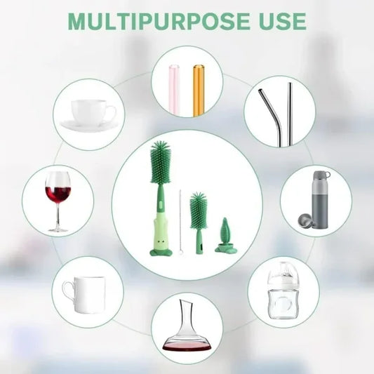 3-in-1 Silicone Baby Bottle Cleaning Brush Set – Pacifier, Straw,